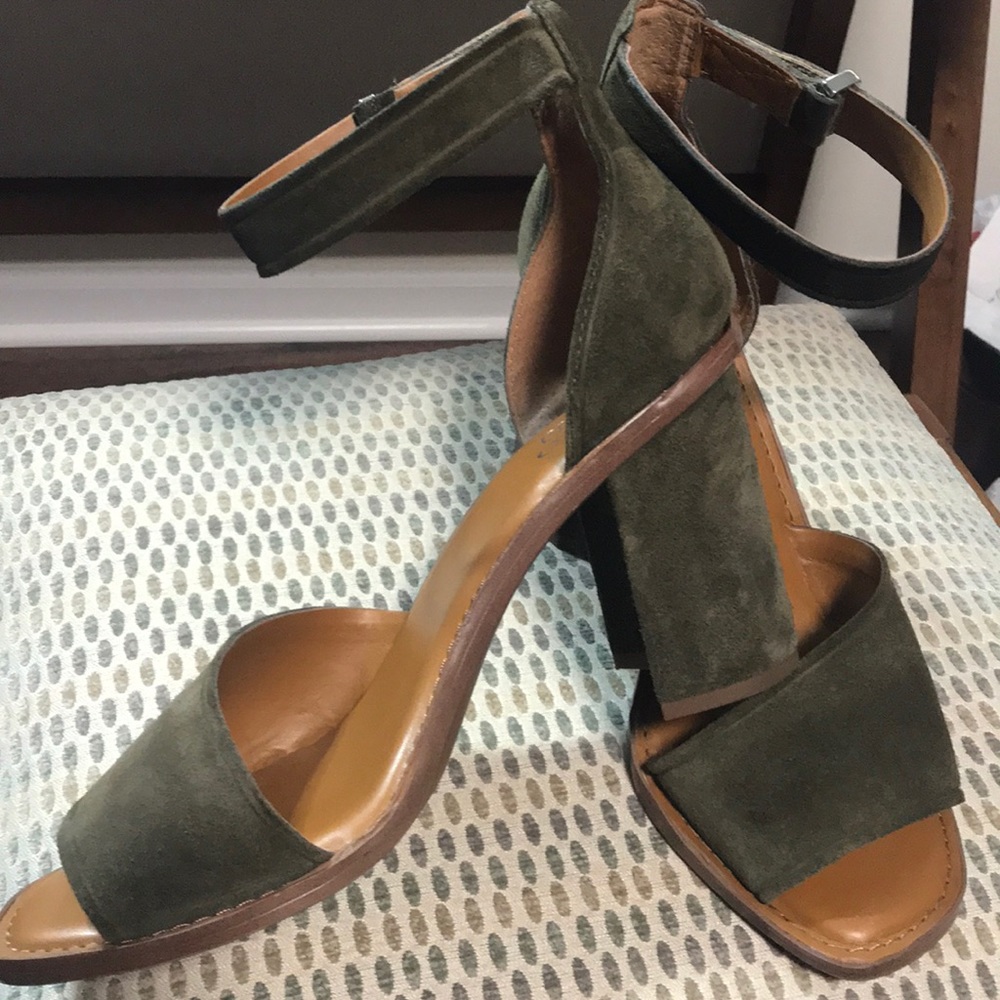 Franco Sarto Block Suede Heeled Sandals - Caia